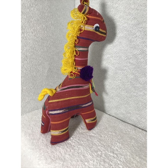 Alpaca Llama Stuffed Animal Handmade Colorful Canvas Covered Mexican Style - Picture 5 of 8